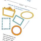 Texte: "Hier wohne ich!", "Male alle, die mit dir zusammenwohnen, in die Rahmen!", "Falls noch Rahmen frei sind...", verschiedene bunte Rahmen.