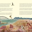 Text über Revitalisierung eines Flussufers, um Lebensraum für Tiere und Pflanzen zu schaffen. Illustration mit Tieren.