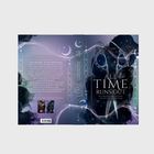 Text: "ALL TIME RUNS OUT - Sie gab ihr Leben für ihn - Er gibt die Welt für sie." Buchcover mit mystischen Symbolen.
