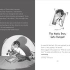 "Now where to?" Benni asked, uncertain. "Trust my sense of direction," said Henrietta. Sie drang durch die Dunkelheit.

Eine Illustration zeigt einen Jungen, der auf dem Boden kniet, umgeben von Flaschen und Papier.