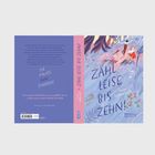 Der Text auf dem Cover lautet "ZÄHL LEISE BIS ZEHN!" von Laura Lähteenmäki. Eine Illustration zeigt Kinder in einem Wald.