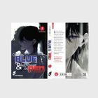 Eine Manga-Abdeckung mit zwei kontrastreichen Figuren und dem Titel "Cold as Blue & Aggressive as Red". Sternsymbol 5. Altersfreigabe 16.