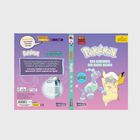 "Pokémon: Das Geheimnis der sechs Helden" in bunten Buchstaben. Illustration von Pikachu und einem Drachen-Pokémon auf lila Hintergrund.