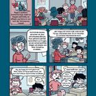 Eine Illustration mit Schülern in einem Klassenzimmer. Sprechblasen erzählen von einem Projekt über Berufe und einem Auftritt.