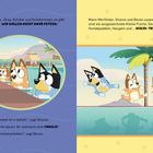 Illustration: Links ein Hund erklärt im Schwimmbad eine Regel. Rechts springen vier Hunde fröhlich unter einer Palme.