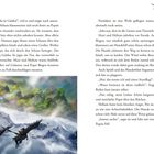 „Seht nur, da ist Galaha!“, rief er. Illustration: Zwei Figuren auf geflügelten Tieren fliegen über eine schneebedeckte Landschaft.