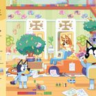 Text: "FEENZAUBER", "Oh so ein Mist, bei uns gibt’s Feen!", "Wo findest du ...?". Illustration von Hunden in einem Raum voller Spielsachen.