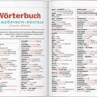 „Wörterbuch Französisch-Deutsch, français-allemand“ steht oben. Links und rechts alphabetische Wörterliste.