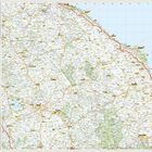 ASSISI, Bastia; grüne Hügel, gelbe und orange Straßen, Flüsse, Städte wie Valfabbrica.