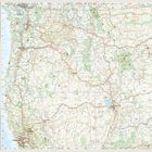 USA WEST in Rot. Straßenkarte des Westens der USA mit farbigen Markierungen, Flüssen und Orientierungshilfen.