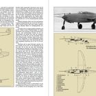 Dreiseitenriss der Heinkel He P.1080. Oben Foto der He 280 V-7. Unten Zeichnung der He 280 V7 mit Abkippmessungen.