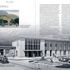 "BAD REICHENHALL" oben in großen Buchstaben. Illustration eines historischen Bahnhofs mit Pferdekutschen, s/w-Foto eines modernen Gebäudes.