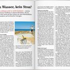 **Kein Wasser, kein Strom?** Nein, so schlimm wird es nicht kommen – doch hat Malta immense Probleme in diesen Bereichen. Wandtext links beschreibt Wassermangel, Bild rechts zeigt eine Person bei der Salzgewinnung am Meer.