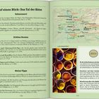 Auf einen Blick: Das Tal der Rhône. Sehenswürdigkeiten und Routen. Karte mit Orten, Bild mit bunten Pulvern. "Aktiv".