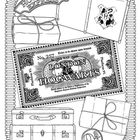 "Hogwarts Express", "London to Hogwarts", "9¾". Illustration mit Koffern, Paketen und einem Bahnhofsschild.