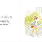 "Das Kunststück" - Gedicht über eine vermeintliche Mauer und das Gefühl, groß zu sein. Illustration: Frau hält Kind an der Hand.