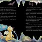 „Was für ein fabelhaftes Abenteuer...“ Zwei glitzernde Drachen in einer Höhle mit Fledermäusen, sie leuchten golden.