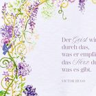 Zitat: "Der Geist wird reich durch das, was er empfängt, das Herz durch das, was es gibt." Bunte florale Illustration.