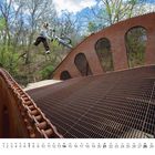 3, MO bis MI mit Zahlen von 1 bis 31. Ein BMX-Fahrer in der Luft über einer großen Metallstruktur im Wald.