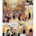 Texte erzählen von Verkaufsgespräch: Schuhgrößen, Anprobe, Bezahlung per Code, Schrittmessung, künftiges Treffen.  
Szene auf belebtem Markt.