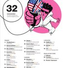 Texte: "CONTENTS 7/2026", "32 Communication", "Ten tips to sound more natural in English at work". Illustration: Person in weißem Anzug hält Mikrofon mit UK- und USA-Flaggen.