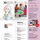 SUMARIO, 30 Biografías sorprendentes, 38 Fotorreportaje: El Rocío. Farbige Illustrationen und ein Foto von drei Frauen in traditionellen Kleidern.
