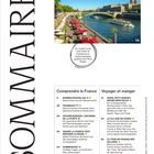 "SOMMAIRE" groß auf weißem Hintergrund. Ein Foto zeigt Paris Plages entlang der Seine mit Boot und Brücke.