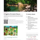 12 Agatha Christie’s Devon; The language section 49-65; In every issue; Editorial; Listen for free!; Illustration von zwei Personen im Garten.