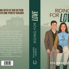 "Riding for Love" von Eva Maria Höreth. Drei Personen, zwei Männer und eine Frau in Reitkleidung, vor einer Pferdeszene.