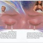 In der Mitte steht: "Ich habe zu Hause gedacht..." und "...und weitere Tränen kullerten von Benjas Backen." Illustration zeigt emotionale Szenen.