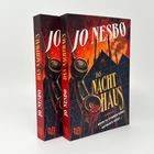 Zwei Bücher mit folgendem Text: "JO NESBØ, DAS NACHTHAUS, Roman, Wenn du Stimmen hörst, antworte nicht...". Cover zeigt ein Telefon.