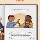 „ZULA“, „Da sagt eine Stimme, sanft und ehrlich:“ Zwei Kinder, eins gibt dem anderen eine Banane.
