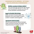 **Gemeinsam mutig werden – mit Eddie das Kellergruseln überwinden!**  
Illustration eines grünen Monsters und zwei Freunde.