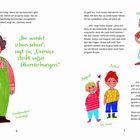 Großmutter sagt: „Ihr werdet schon sehen, Gemüse steckt voller Überraschungen.“ Illustrationen zeigen Großmutter und drei Kinder.