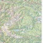 Topographische Karte von Tirol mit Orten, Straßen, Flüssen und Bergen. Detailreiche Darstellung von Landschaftsformen.