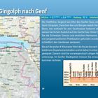 Von Saint-Gingolph nach Genf. Die ViaRhôna beginnt am Ufer des Genfer Sees, an der Grenze zur Schweiz. Kartenansicht mit Strecke.