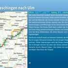 "Von Donaueschingen nach Ulm", 196,6 km. Beschreibung der Radroute durch Landschaft, Donautal, Burgen, Klöster. Karte mit Route.