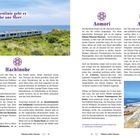 Mit der Küstenlinie geht es von Hachinohe ans Meer. Überschrift: Hachinohe. Weitere Überschriften: Aomori, Akita. Enthält Zugfoto.