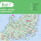 "Route 1: Zentral-Honshu – durch Berge zu Tempeln und Schreinen. Karte von Japan mit Start in Narita, Ziel Kyoto."