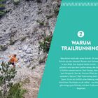 Text links: "Österreich. Aufstieg zum Tschirgant". 

Rechts: 

"2

WARUM TRAILRUNNING?

Manchmal reicht der erste Schritt... mit dem Trailrunning zu beginnen."

Links: Person in orangener Jacke läuft steinigen Hang hinauf.