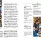 Links: "Trockenfischgestelle als Holzpfähle entlang der Lofoten-Küste." Überschrift Mitte: "Fußballfeld am Ende der Welt." Rechts: Restaurantnamen und URLs wie Gammelbua, Trevarefabrikken.