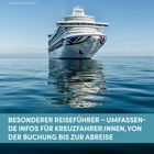 BESONDERER REISEFÜHRER – Kreuzfahrtschiff auf ruhigem Meer, frontale Sicht mit klarer Wasserspiegelung.