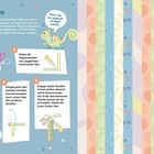 Anleitung für Fidget Toy: 1) Schneide Streifen. 2) Klebe zusammen. 3) Klappe abwechselnd. Ente ruft: „Lass uns basteln!“ Bunte Streifen rechts.