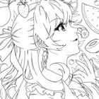 Illustration eines Mädchens im Profil, umgeben von Früchten wie Erdbeeren und Zitrusfrüchten.