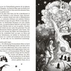 Links: Text über einen Weg mit Glockenblumen, ein seltsames Haus, Daisy und ein Abenteuer. Rechts: Illustration eines Baumhauses bei Nacht.