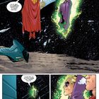 Oben links: „Es ist gut, euch endlich wieder hier zu haben...“ Zwei Helden im Weltraum, schwebend, mit Umhängen und Erde im Hintergrund.