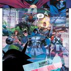 Illustration von futuristischen Charakteren. Text: „Wer wagt es, die Gedanken von Kaiser Doom zu stören?“ „ALARM!!! Unbefugtes Betreten“.