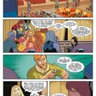 Comic-Seiten mit Figuren in einer Halle. Sprechblasen diskutieren über Vernunft, Asgard und fröhliches Miteinander.