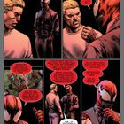 Comic mit zwei Figuren. Eine hat blonde Haare, die andere ist düster, maskiert. Dialoge über Kontrolle und töten.