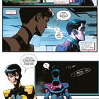 Comic-Illustration mit Dialogen: Gespräche über Tod, Überlastung und Schlaf. Helden in blauen und gelben Anzügen stehen am Tisch. Text "ULTIMATES v3.0" an der Tafel.